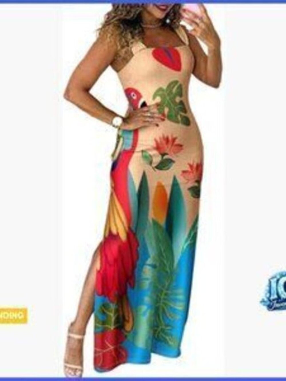Polyester Blend Maxi Dress with Pockets Square Neck Casual Sundress